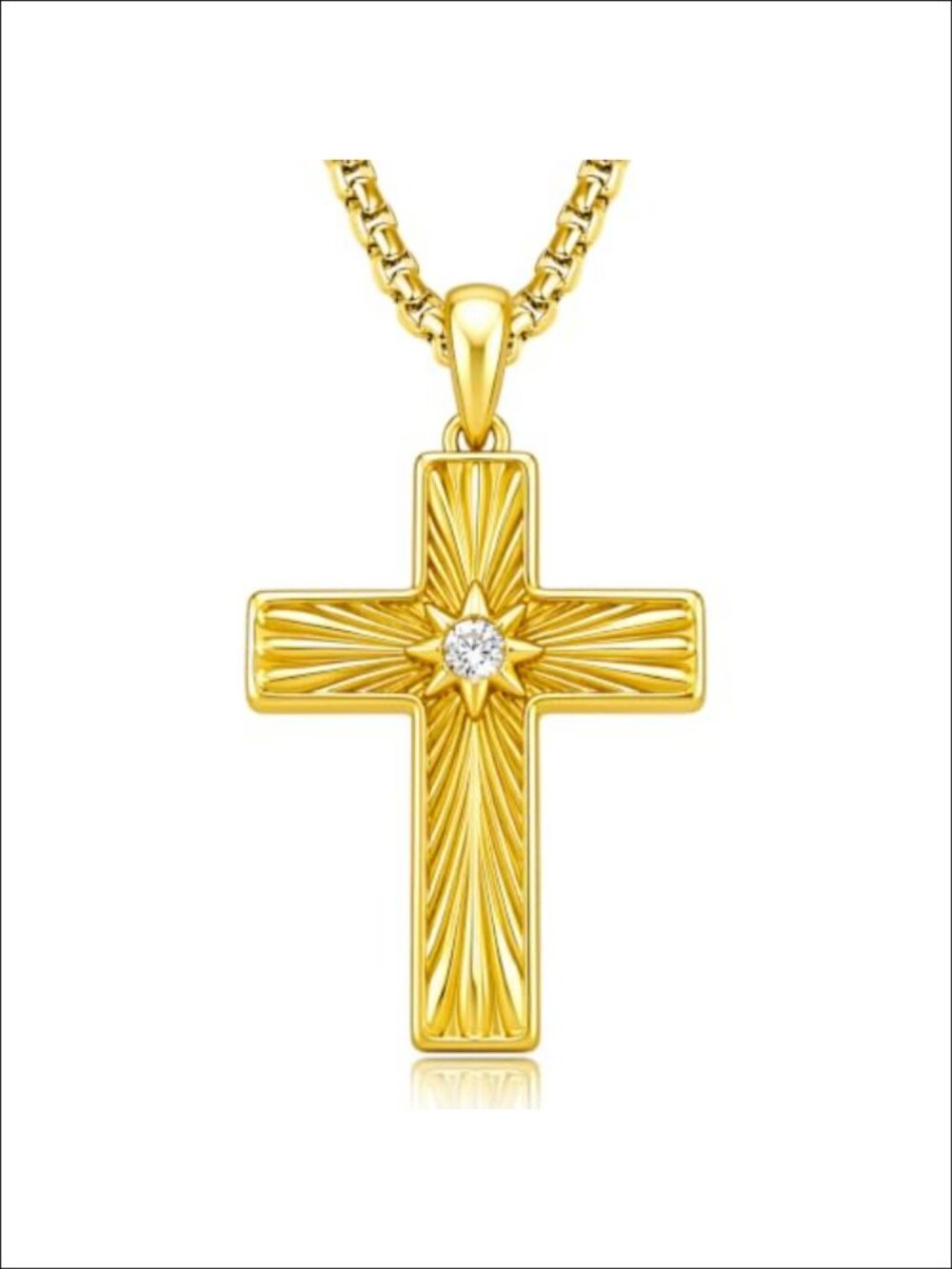 14K Gold Plated Cross Necklace 20+2 Inch Adjustable Chain